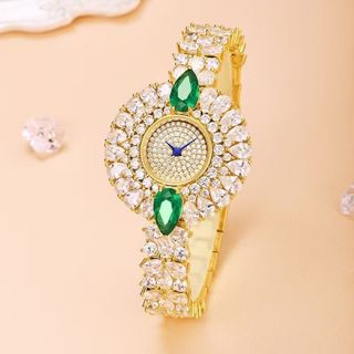 SET ĐỒNG HỒ NỮ CHÍNH HÃNG FUNMEI F0022 GOLD ĐÍNH ĐÁ KÈM DÂY CHUYỀN FULLBOX TEM