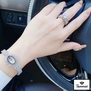 ĐỒNG HỒ NỮ CHÍNH HÃNG FUNMEI F5718  ĐÁ CZ TRÁI TIM FULLBOX TEM HÃNG