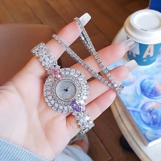 SET ĐỒNG HỒ NỮ CHÍNH HÃNG FUNMEI F0022 SILVER ĐÍNH ĐÁ KÈM DÂY CHUYỀN FULLBOX TEM
