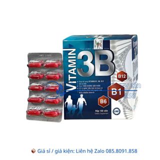 Viên uống Vitamin 3B giúp bổ sung Vitamin B1, B6, B12 cho cơ thể, giúp tăng cường sức khỏe hộp 100 viên