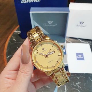 ĐỒNG HỒ NAM CHÍNH HÃNG FUNMEI F2041 DÂY THÉP GOLD CÓ LỊCH  FULLBOX TEM