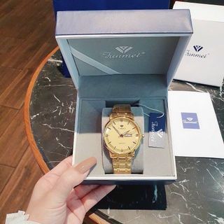 ĐỒNG HỒ NAM CHÍNH HÃNG FUNMEI F2041 DÂY THÉP GOLD CÓ LỊCH  FULLBOX TEM
