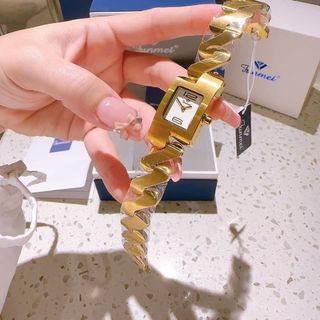 ĐỒNG HỒ NỮ CHÍNH HÃNG FUNMEI F2112L DÂY THÉP ZICZAC VÀNG FULLBOX HÃNG