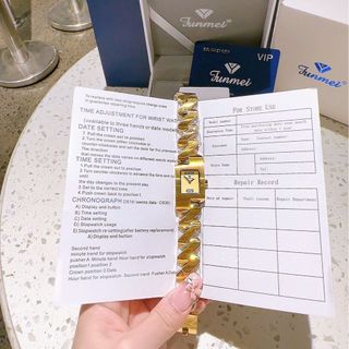 ĐỒNG HỒ NỮ CHÍNH HÃNG FUNMEI F2112L DÂY THÉP ZICZAC VÀNG FULLBOX HÃNG