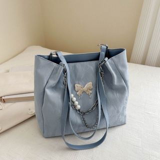 Túi xách nữ, túi công sở xách tay, đeo vai da nhung mác bươm kèm xích hoa hạt ngọc K635