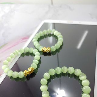 Vòng tay phong thủy chuỗi hạt đá mắt mèo 10ly mix tỳ hưu nha