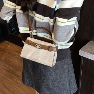 Túi xách nữ, túi đeo chéo da bò loang khóa cài có dây đeo chéo K729