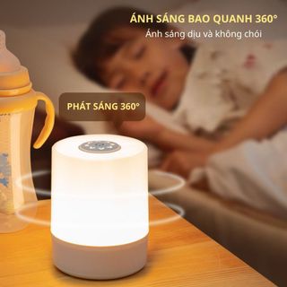đèn ngủ để bàn có đồng hồ, điều khiển từ xa hoặc cảm ứng với đèn, tích điện