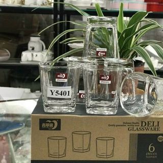 Bộ 6 Cốc Thủy Tinh Vuông 4 Cạnh Y5401 "170ml" (THÙNG 12B)