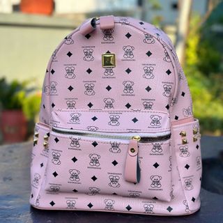 Balo da quai to có đệm mút đi học, balo đi chơi họa tiết hình gấu from cứng cáp K714