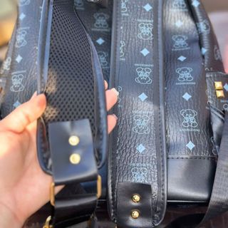 Balo da quai to có đệm mút đi học, balo đi chơi họa tiết hình gấu from cứng cáp K714