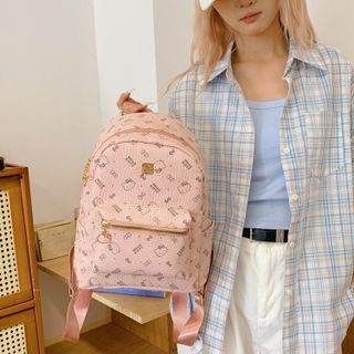 Balo da quai to có đệm mút đi học, ba lô đi chơi họa tiết hình mèo kitty K716