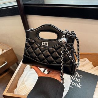 Túi xách nữ, túi đeo chéo chần chỉ da dóng dây da đan phối xích K629