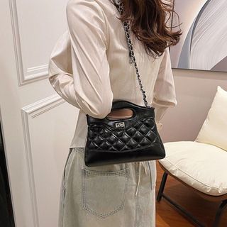 Túi xách nữ, túi đeo chéo chần chỉ da dóng dây da đan phối xích K629