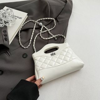 Túi xách nữ, túi đeo chéo chần chỉ da dóng dây da đan phối xích K629