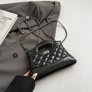 Túi xách nữ, túi đeo chéo chần chỉ da dóng dây da đan phối xích K629