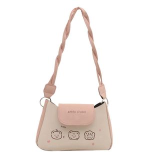 Túi xách nữ, túi kẹp nách, đeo vai da PU nhung lỳ họa tiết dễ thương, quai xoắn K751