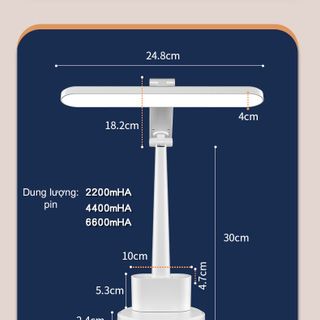 đèn học chống cận để bàn kèm hộp bút dạng tích điện