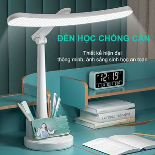 đèn học chống cận để bàn kèm hộp bút dạng tích điện