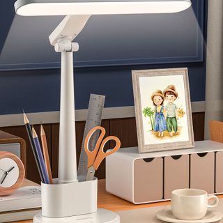 đèn học chống cận để bàn kèm hộp bút dạng tích điện