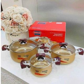 BỘ 3 NỒI ANOD NẮP KÍNH SUNHOUSE SH6634 (T6)