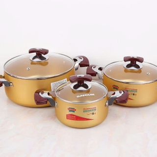 BỘ 3 NỒI ANOD NẮP KÍNH SUNHOUSE SH6634 (T6)