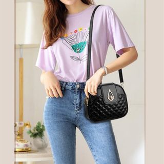 Túi xách nữ, túi đeo chéo chần chỉ khóa giọt nước 3 ngăn K622