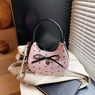 [Tặng gấu treo] Túi xách nữ, túi quai xách đeo chéo nơ da nhăn tặng kèm gấu bông xinh xắn K750