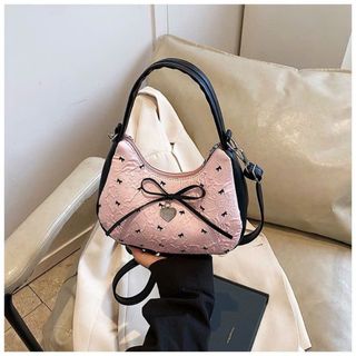 [Tặng gấu treo] Túi xách nữ, túi quai xách đeo chéo nơ da nhăn tặng kèm gấu bông xinh xắn K750