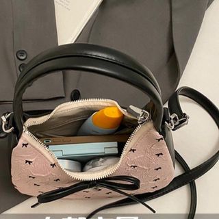 [Tặng gấu treo] Túi xách nữ, túi quai xách đeo chéo nơ da nhăn tặng kèm gấu bông xinh xắn K750