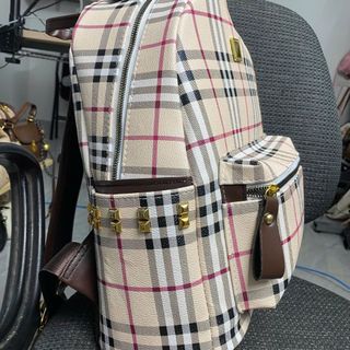 Balo đi học, balo đi chơi họa tiết kẻ caro quai bản to K674