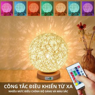 đèn ngủ để bàn hình quả cầu, 7 màu tuỳ chỉnh màu sắc bằng điều khiển từ xa