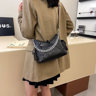 Túi xách nữ, túi đeo chéo dáng thuyền độc đáo da nhăn dày dặn lót nhung qc 2 dây đeo K744