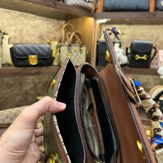 Túi xách nữ, túi công sở xách tay da vân gấu phối màu tặng kèm móc gấu K699