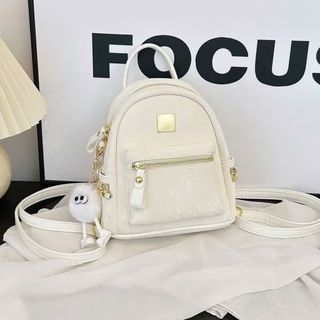 Balo đi chơi, ba lô mini da nhung tặng kèm móc treo quả bông K641