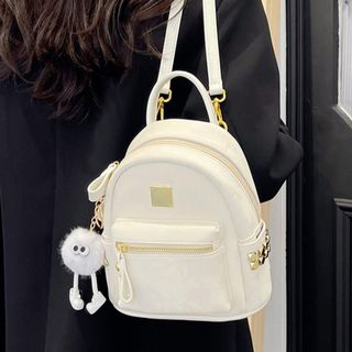 Balo đi chơi, ba lô mini da nhung tặng kèm móc treo quả bông K641