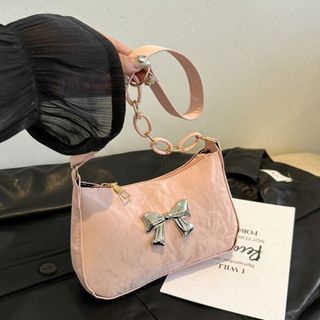 Túi xách nữ, túi đeo chéo da nhung phối xích nhựa gắn tag bươm K645