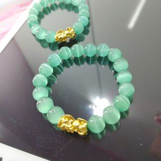 Vòng tay chuỗi phong thủy đeo tay đẹp 10ly mix tỳ hưu đá mắt mèo