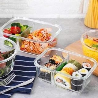 HỘP THỦY TINH 2 NGĂN 1000ML CHỮ NHẬT BX1001 (T16)