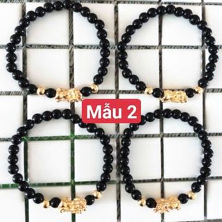 Chuỗi hạt phong thủy mix tỳ hưu vòng tay đẹp đá đen