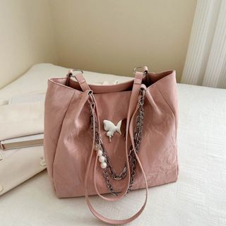 Túi xách nữ, túi công sở xách tay, đeo vai da nhung mác bươm kèm xích hoa hạt ngọc K635