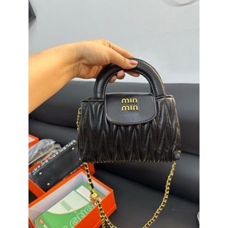 Túi xách nữ, túi đeo chéo chần chỉ da mềm Min dây đeo kèm chuông tăng giảm K492
