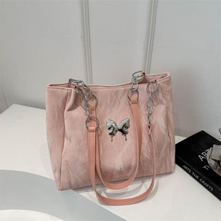 Túi xách nữ, túi đeo chéo công sở da nhung mềm mịn gắn mác bươm bạc K589