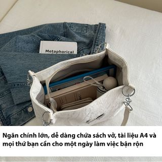 Túi xách nữ, túi đeo chéo công sở da nhung mềm mịn gắn mác bươm bạc K589