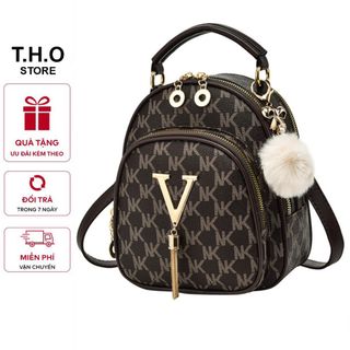 Balo đi học, balo đi chơi họa tiết kẻ ô đính kèm chữ V K359