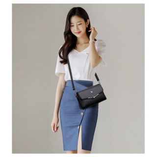 Túi xách nữ, túi đeo chéo da gạo nhiều ngăn khoá chuột dễ thương K488