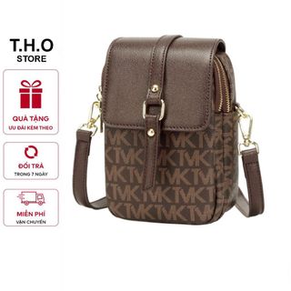 Túi xách nữ, túi đeo chéo đựng điện thoại 2 ngăn có khóa kéo họa tiết thời trang K347