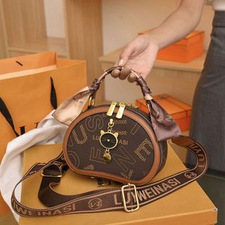 Túi xách nữ, túi đeo chéo tag meo da gạo in chữ kèo khăn lụa K484