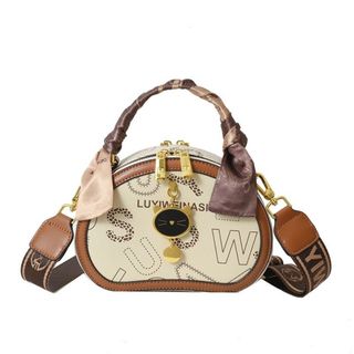 Túi xách nữ, túi đeo chéo tag meo da gạo in chữ kèo khăn lụa K484