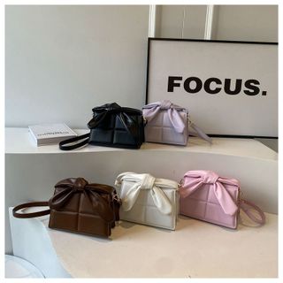 Túi xách nữ, túi đeo chéo phối nơ da trơn trần chỉ K577